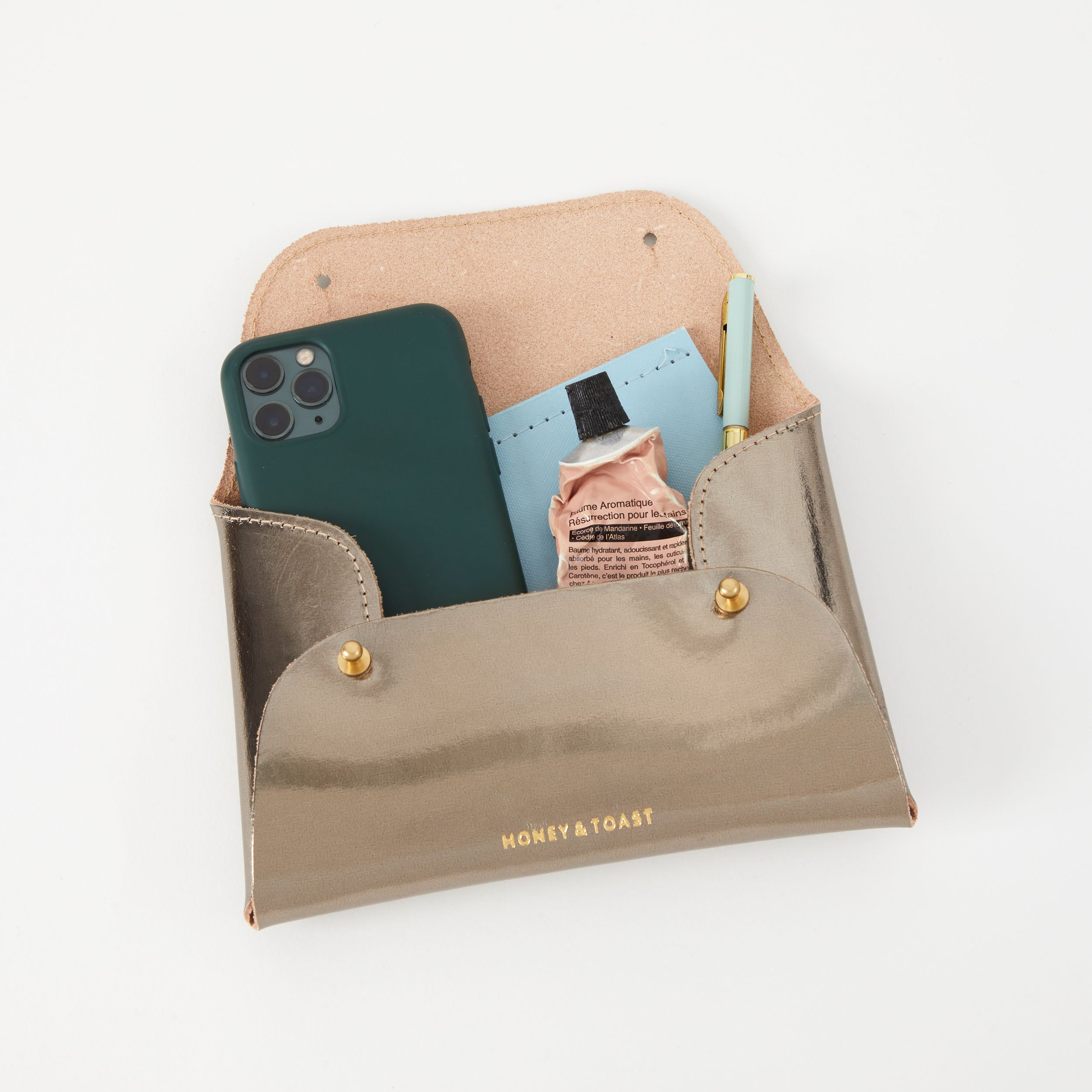 Honey and Toast women's leather purse Jester organiser platinum