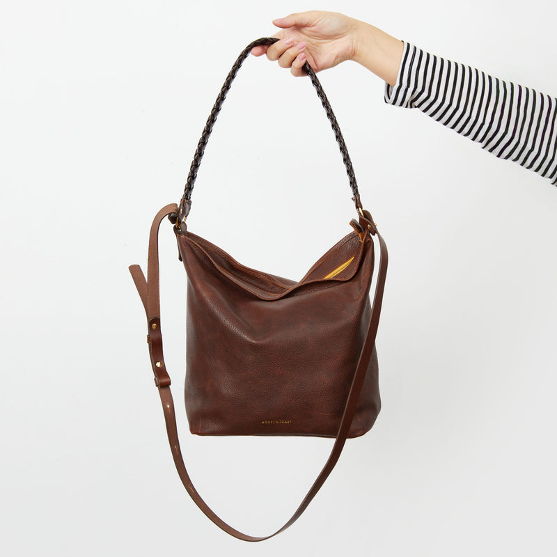 Honey & Toast women's leather handbag Libby hobo shoulder bag conker