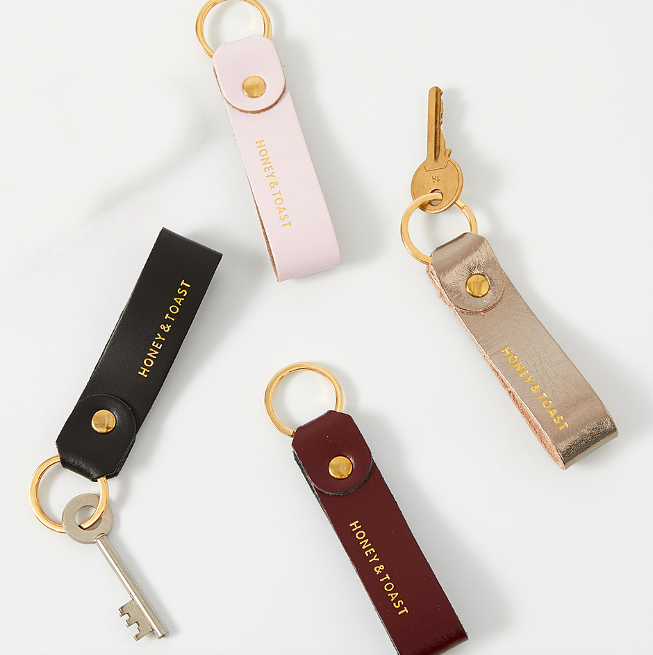 https://www.honeyandtoast.co.uk leather keyring Leather loop keyring platinum
