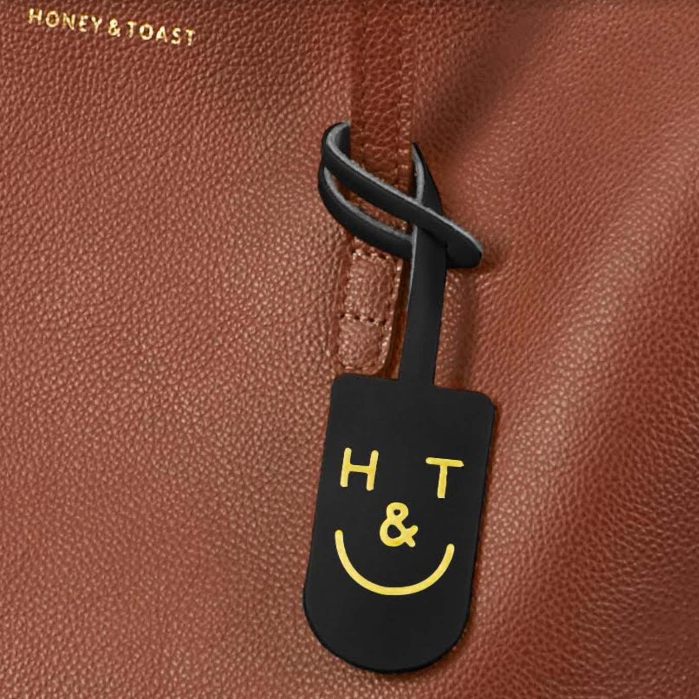 Honey and Toast Leather tag Leather H&T tag conker