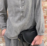 https://www.honeyandtoast.co.uk women's leather handbag Half moon bag black