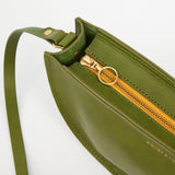 https://www.honeyandtoast.co.uk women's leather handbag Half moon bag fern