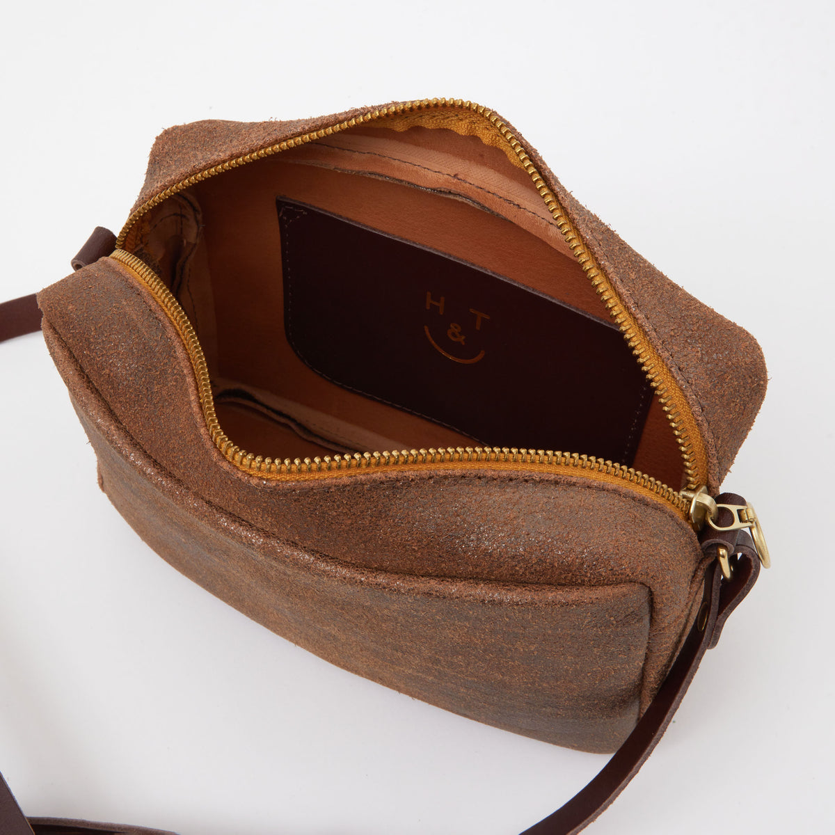 https://www.honeyandtoast.co.uk women's leather handbag Katie zip camera bag metallic pewter