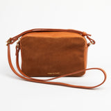 https://www.honeyandtoast.co.uk women's leather handbag Katie zip camera bag tan suede