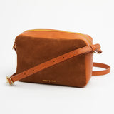 https://www.honeyandtoast.co.uk women's leather handbag Katie zip camera bag tan suede