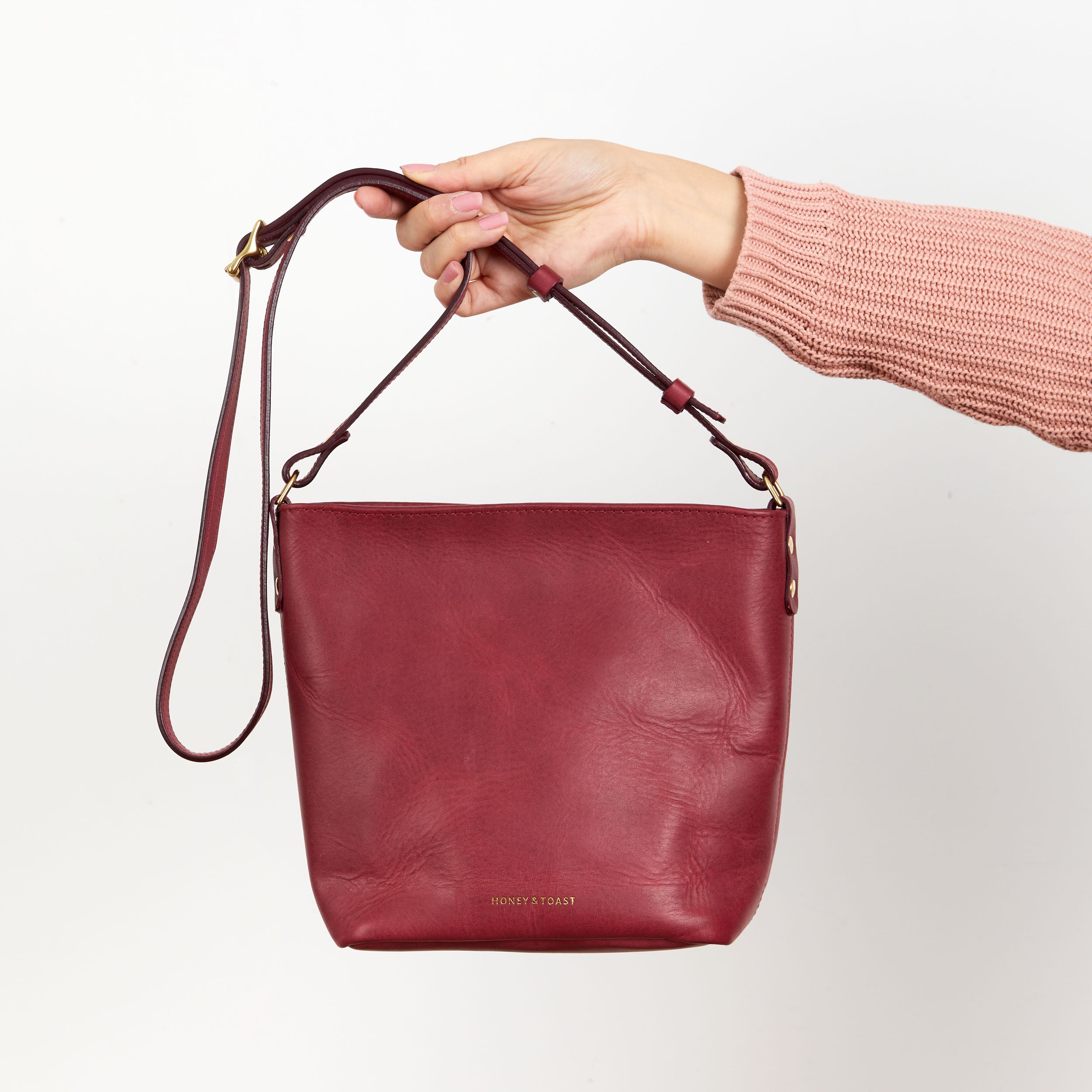 https://www.honeyandtoast.co.uk women's leather handbag Mini Libby raspberry pink