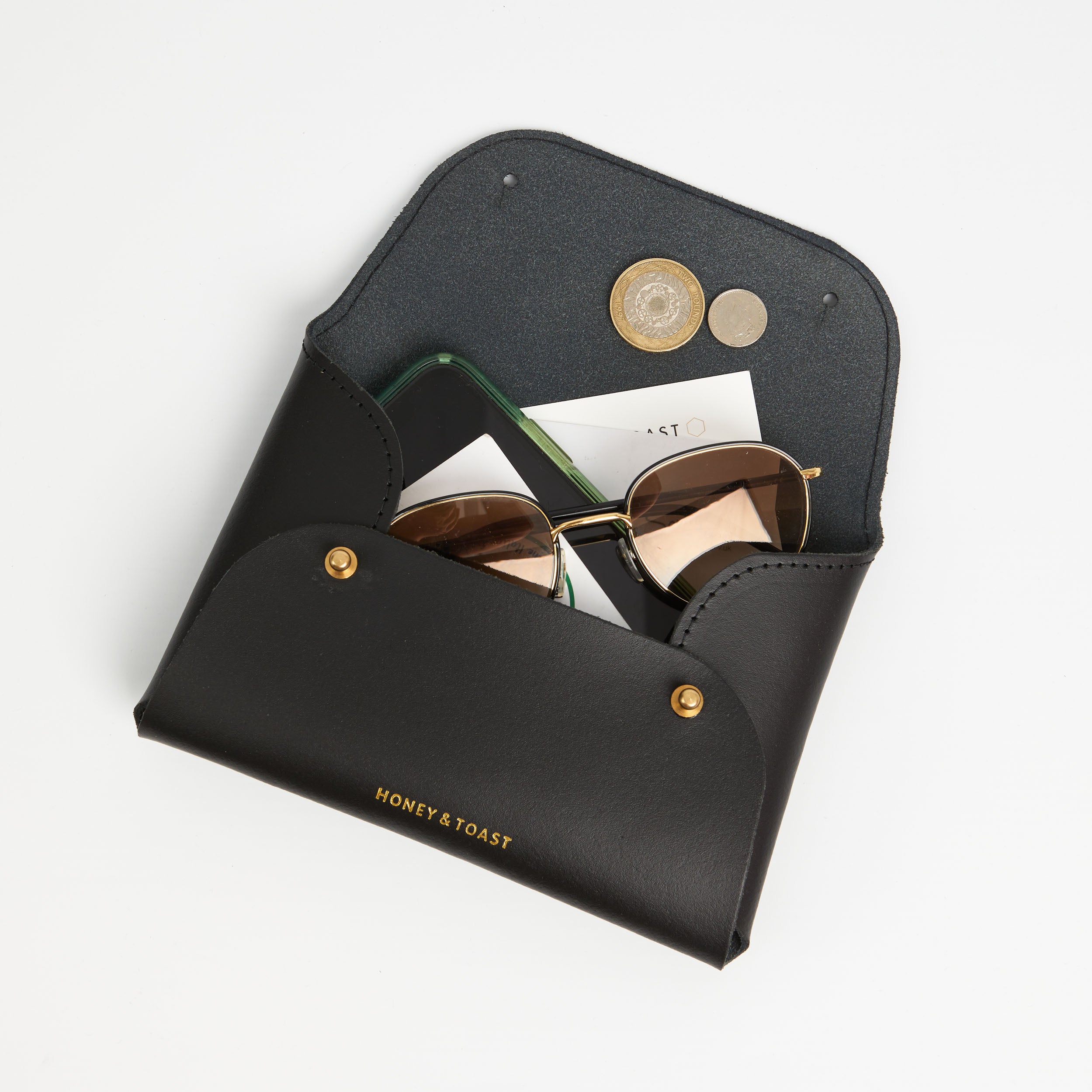 https://www.honeyandtoast.co.uk women's leather purse Large Jester organiser black