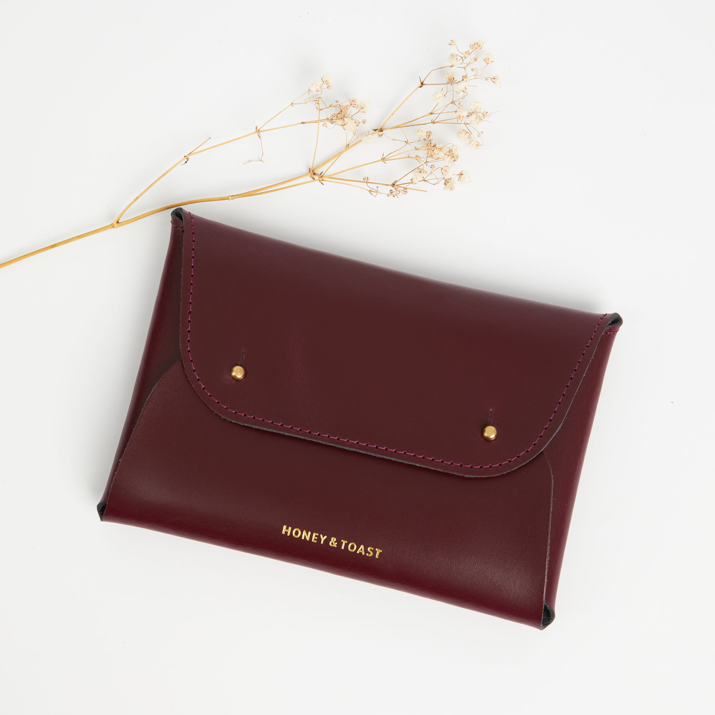 https://www.honeyandtoast.co.uk women's leather purse Large Jester organiser damson