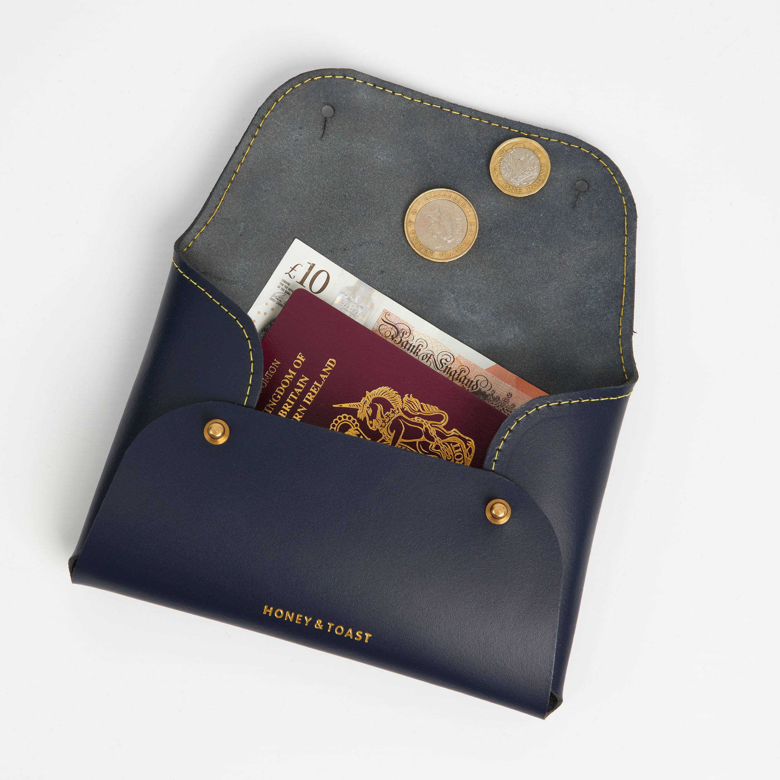 https://www.honeyandtoast.co.uk women's leather purse Large Jester organiser navy