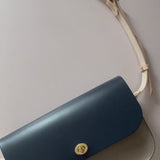 Eddie shoulder bag navy, mushroom & nude