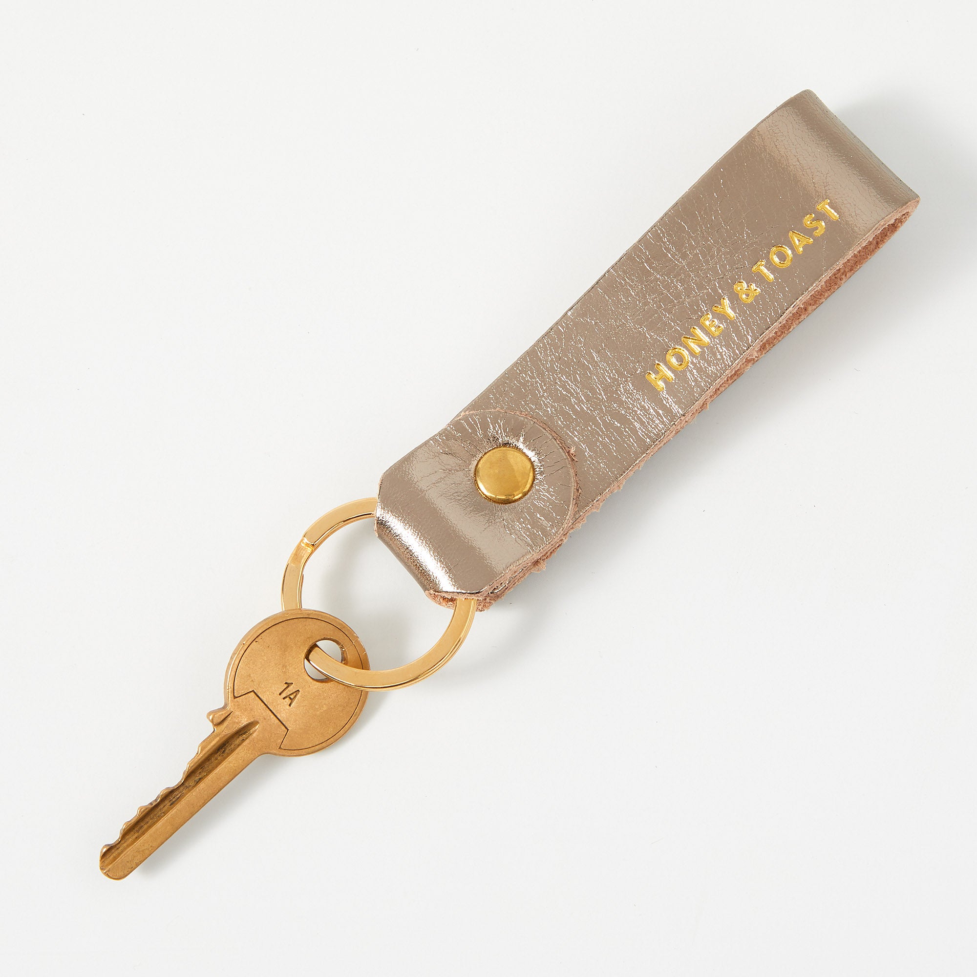 Leather loop keyring platinum