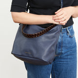 Honey & Toast women's leather handbag Libby hobo shoulder bag navy