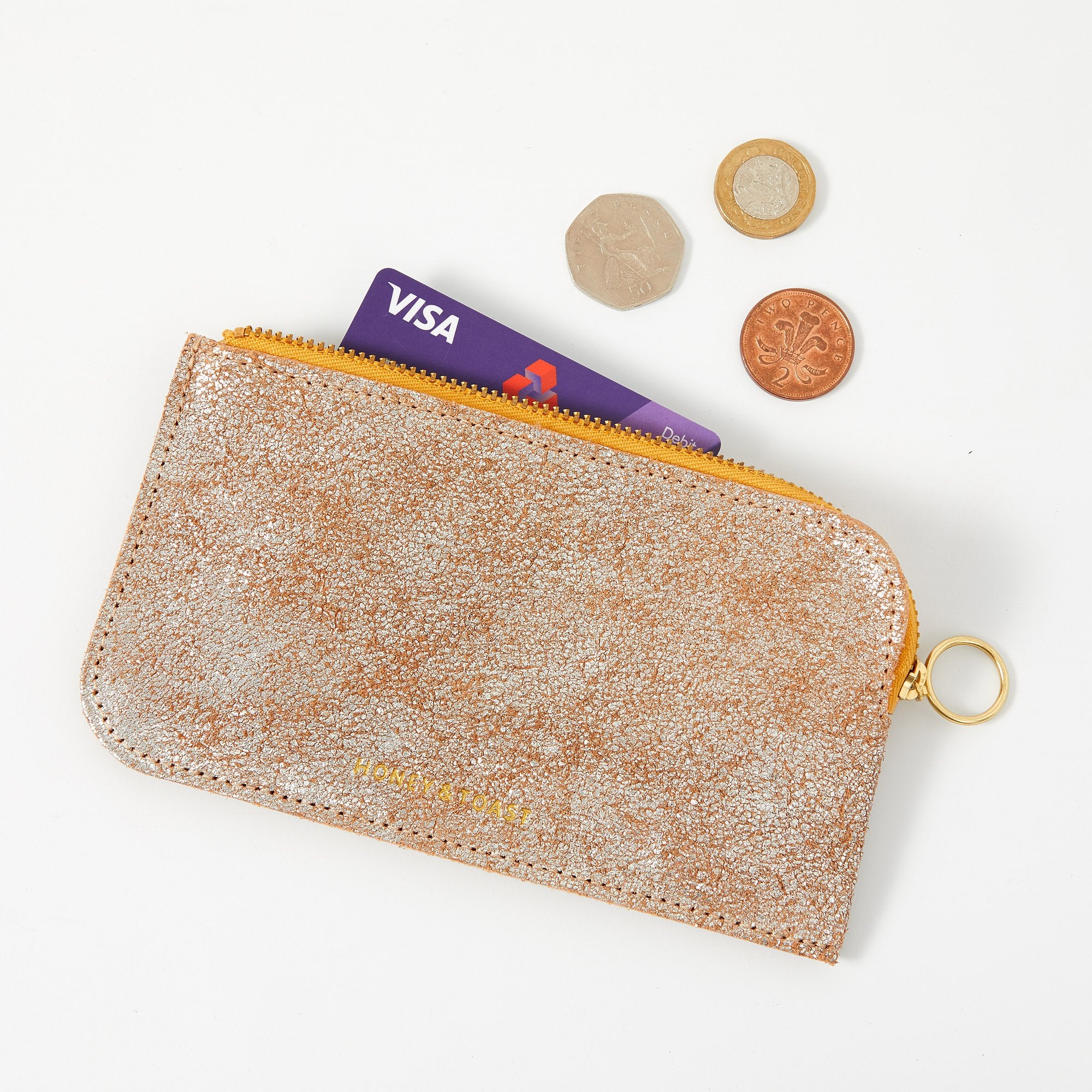 https://www.honeyandtoast.co.uk Bella zip around purse distressed silver