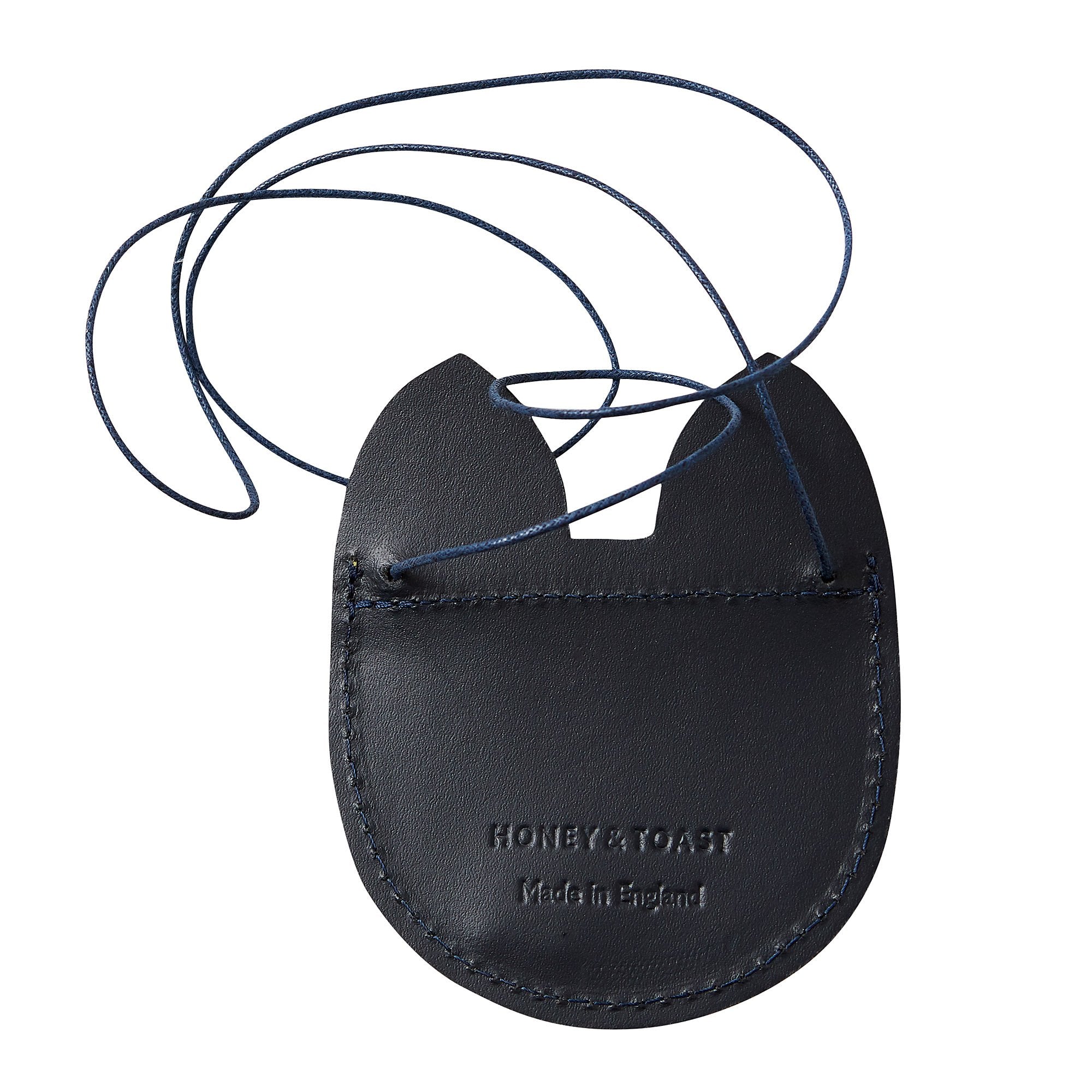 https://www.honeyandtoast.co.uk Cat coin purse navy & sun yellow