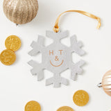 https://www.honeyandtoast.co.uk Snowflake hanging decoration silver