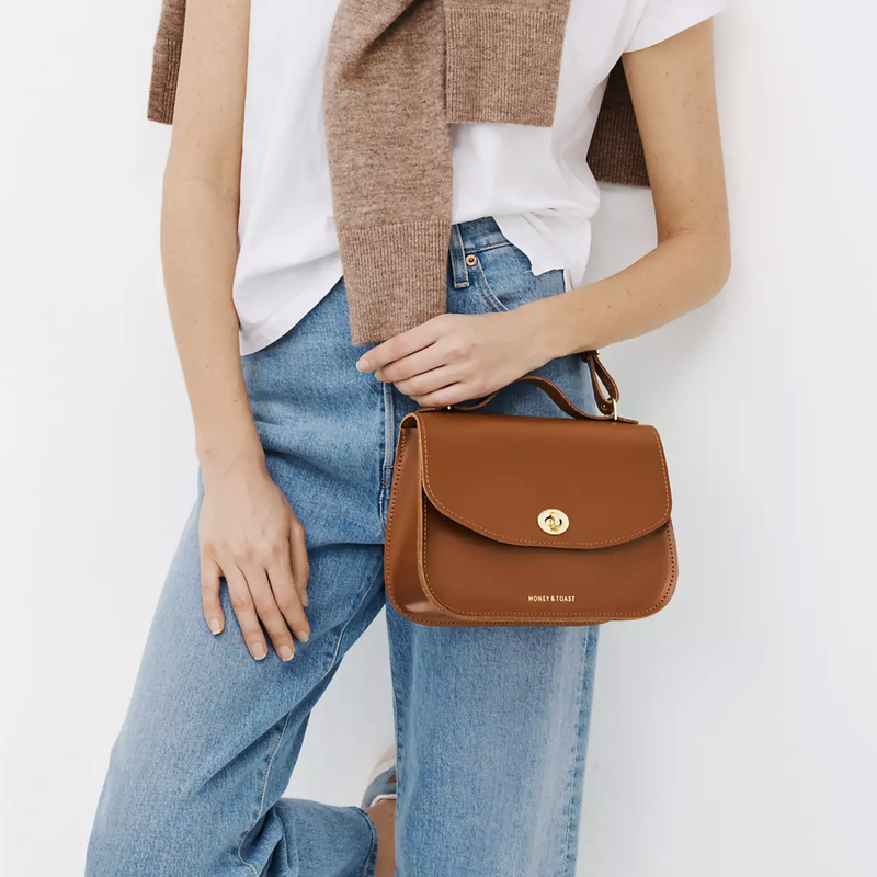 https://www.honeyandtoast.co.uk women's leather handbag Ava satchel tan SHIPPING FRIDAY 9TH