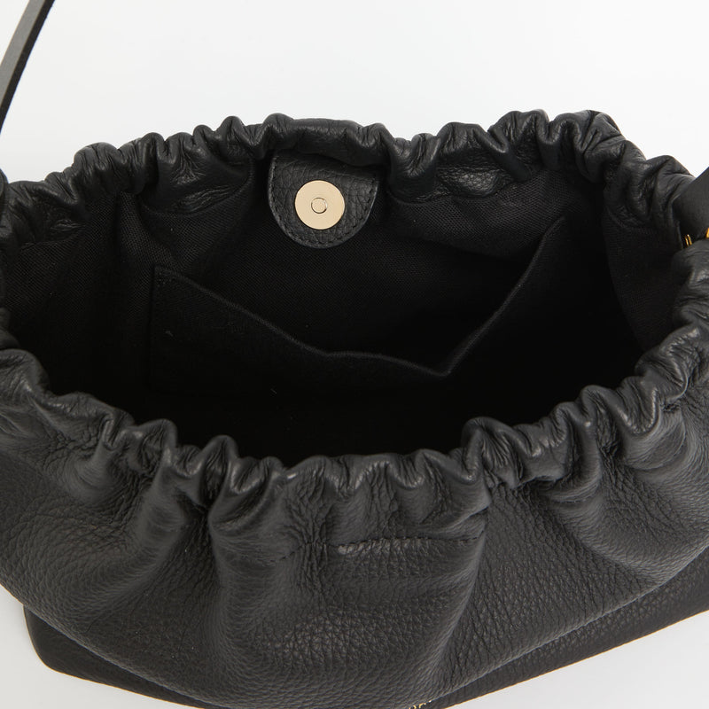 https://www.honeyandtoast.co.uk women's leather handbag Jamie cinch shoulder bag black
