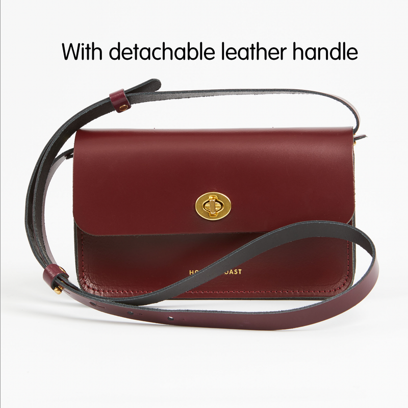 https://www.honeyandtoast.co.uk women's leather handbag Mini Eddie shoulder bag damson