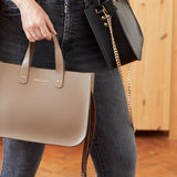 https://www.honeyandtoast.co.uk women's leather handbag Stevie tote bag mushroom
